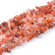 Chips stone beads ± 5x8mm Red Chalcedony - Red sunrise orange